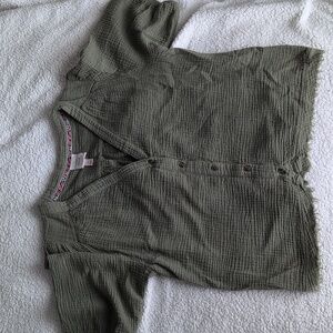 Knox Rose Sage Button-Down Top